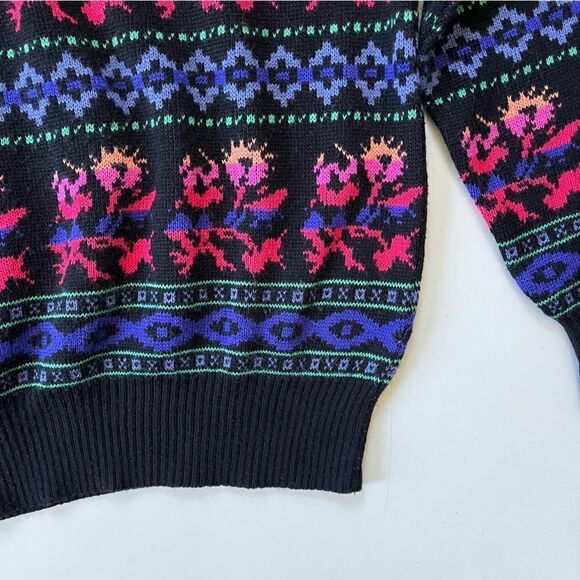 Vintage Wool Blend Funky Knit 80's Sweater Medium - Picture 2 of 6